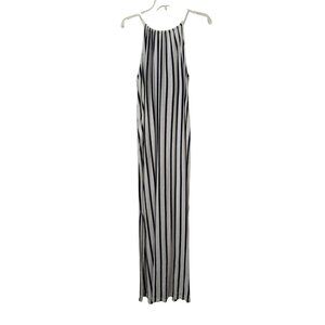 Seafolly Small Beach Vertical Stripe Jersey Maxi Dress Sundress White Navy Vacay